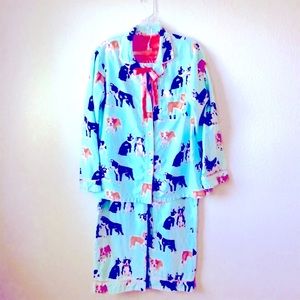 Nick and Nora bulldog motif pajamas.